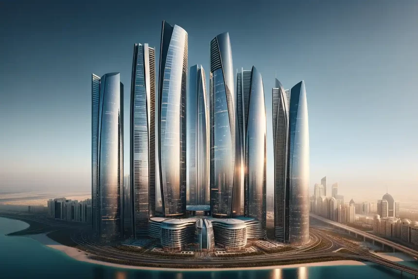 A stunning exterior view of the Etihad Towers in Abu Dhabi