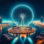 Beautiful view of Marina Eye during the day, showcasing the giant observation wheel against the city's skyline
