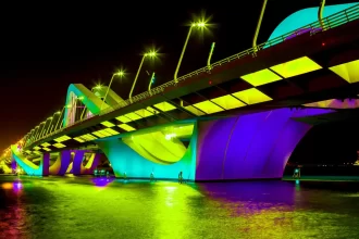 Sheikh Zayed Bridge in night